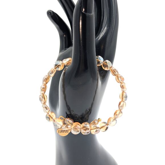 Alex and Ani Champagne Color Faceted Crystal Bead Wire Bangle Bracelet One Size - Picture 1 of 9